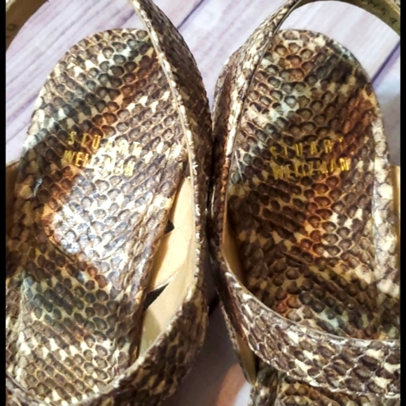 Stuart Weitzman Snakeskin Wedge Sandals - Picture 7 of 9